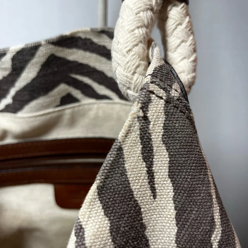 Michael Kors Zebra Print Canvas/Leather Satchel